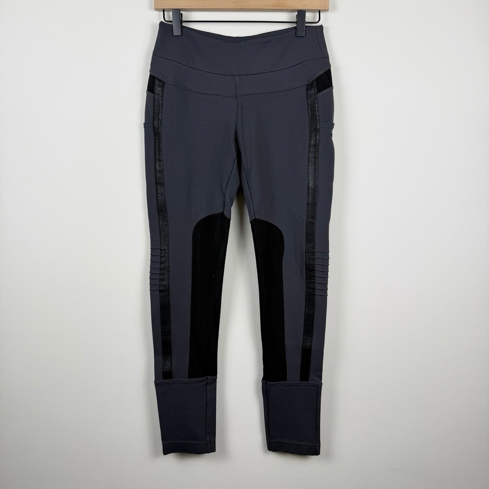 Blanc Noir Women's Moto Leggings Gray Black Performance Athletic Pants Size M